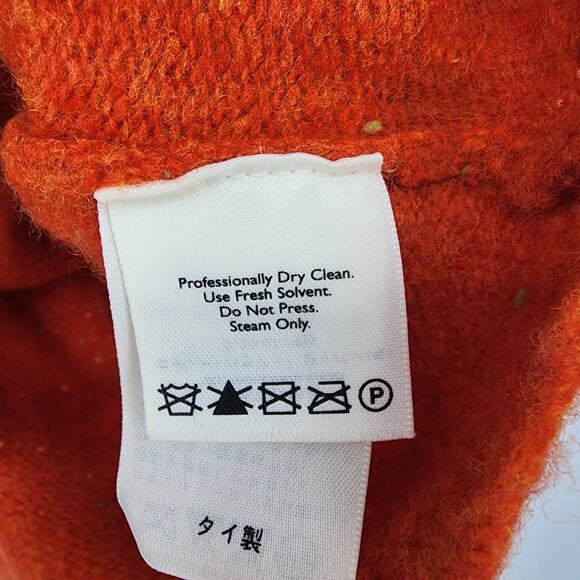 Vintage Eddie Bauer V-Neck Lambswool Fair isle Orange Pullover Sweater Size XL - Picture 3 of 6